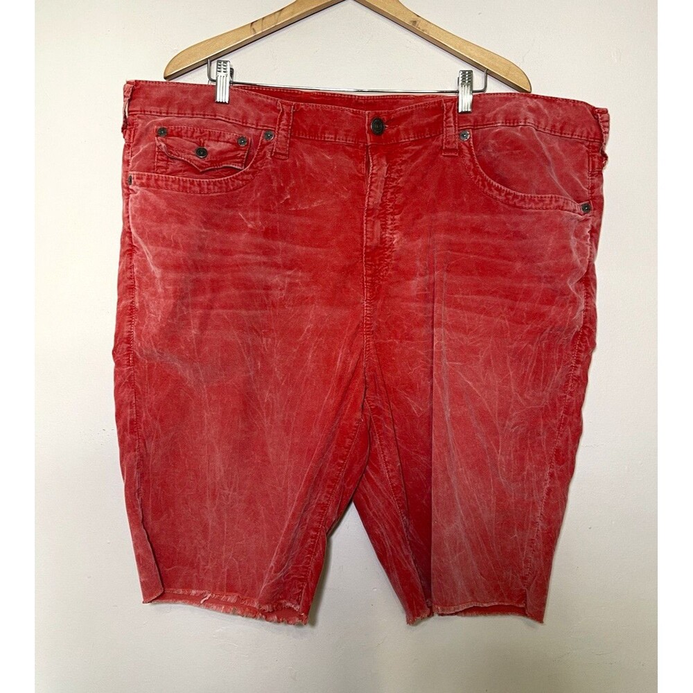 True Religion Mens 46 Red Corduroy Shorts 12" Inseam